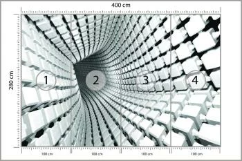 Fototapeta 3D Tunel - połączone kostki - obrazek 3