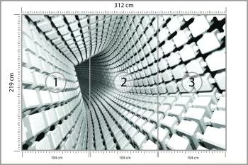 Fototapeta 3D Tunel - połączone kostki - obrazek 3