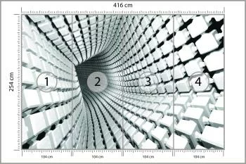 Fototapeta 3D Tunel - połączone kostki - obrazek 3