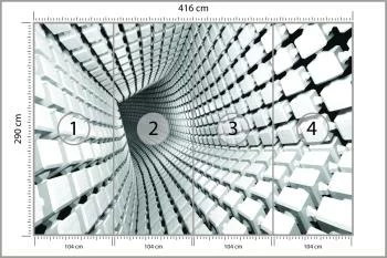 Fototapeta 3D Tunel - połączone kostki - obrazek 3