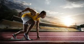 Fototapeta Sportowiec W Bloku Startowym 3D - obrazek 2