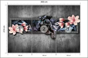 Fototapeta Pantera Z Kwiatami Magnolii - obrazek 3