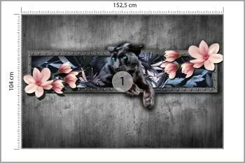 Fototapeta Pantera Z Kwiatami Magnolii - obrazek 3