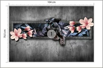 Fototapeta Pantera Z Kwiatami Magnolii - obrazek 3