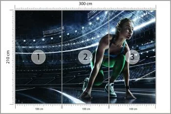 Fototapeta Sprinterka Zaczynająca Bieg Na Starcie 3D - obrazek 3