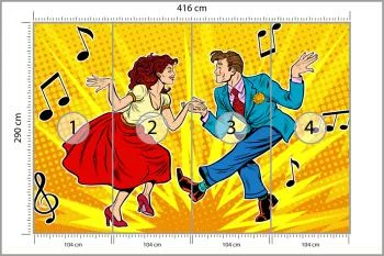 Fototapeta Taneczna Para W Stylu Pop-Art - obrazek 3