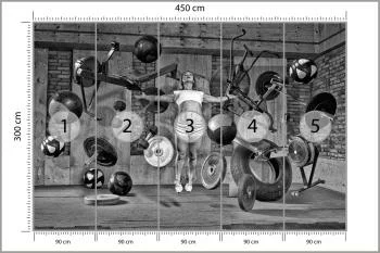 Fototapeta Kobieta Lewitująca Między Sprzętem Sportowym - obrazek 3