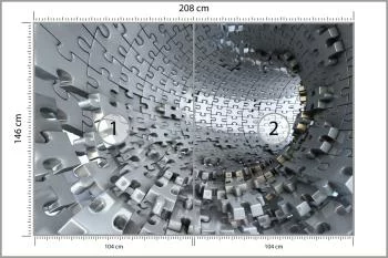 Fototapeta 3D Tunel z Puzzli - obrazek 3