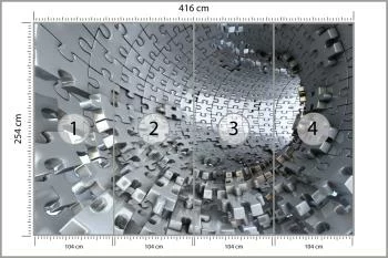 Fototapeta 3D Tunel z Puzzli - obrazek 3