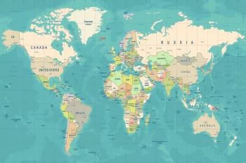 Fototapeta Mapa Świata - Klasyczny Podział Polityczny - obrazek 2