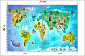 Fototapeta Mapa Świata Z Fauną - obrazek 3