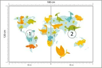 Fototapeta Mapa Świata Z Dinozaurami - obrazek 3