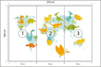 Fototapeta Mapa Świata Z Dinozaurami - obrazek 3