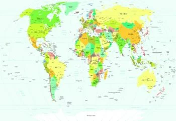 Fototapeta Mapa Świata - Polityczna z Akcentami Zieleni - obrazek 2