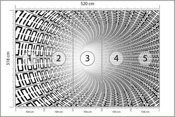 Fototapeta 3D Tunel - Czarno-Biała - obrazek 3