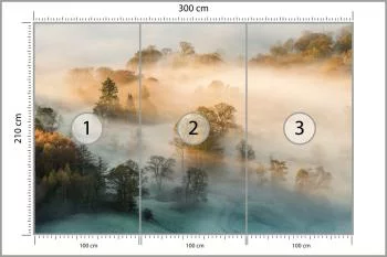 Fototapeta - Złota Mgła nad Polami i Drzewami - obrazek 3