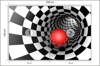 Fototapeta 3D Tunel - Szachownica - obrazek 3