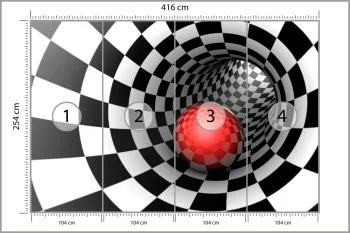 Fototapeta 3D Tunel - Szachownica - obrazek 3