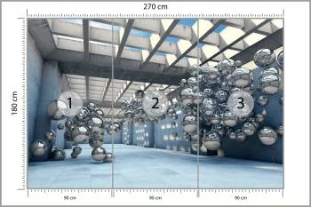 Fototapeta 3D Tunel - metaliczne Kule - obrazek 3
