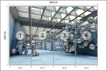 Fototapeta 3D Tunel - metaliczne Kule - obrazek 3