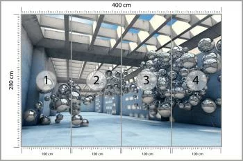 Fototapeta 3D Tunel - metaliczne Kule - obrazek 3