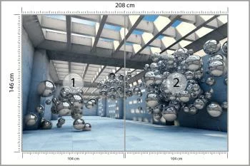 Fototapeta 3D Tunel - metaliczne Kule - obrazek 3