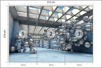 Fototapeta 3D Tunel - metaliczne Kule - obrazek 3