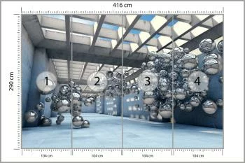 Fototapeta 3D Tunel - metaliczne Kule - obrazek 3
