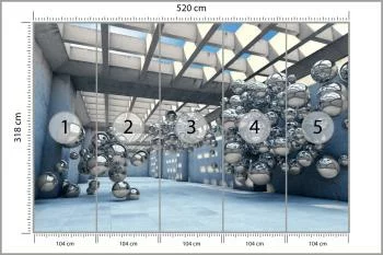 Fototapeta 3D Tunel - metaliczne Kule - obrazek 3