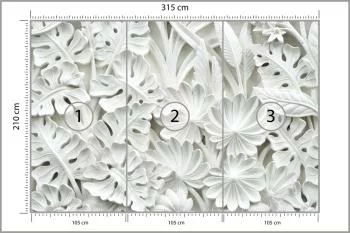 Fototapeta Liście 3D Biała - obrazek 3