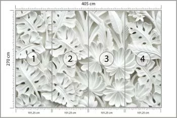 Fototapeta Liście 3D Biała - obrazek 3