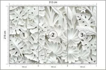 Fototapeta Liście 3D Biała - obrazek 3