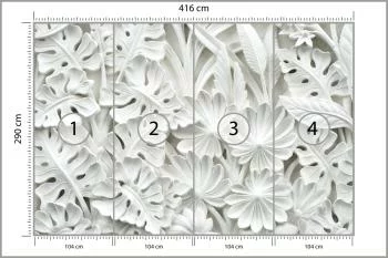 Fototapeta Liście 3D Biała - obrazek 3