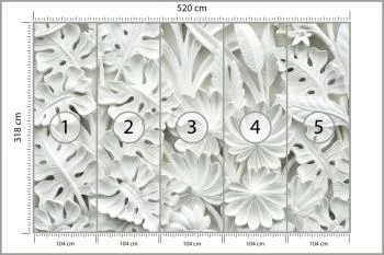 Fototapeta Liście 3D Biała - obrazek 3