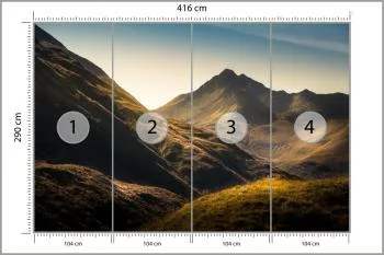 Fototapeta - Złote Promienie Słońca na Górskich Wzgórzach - obrazek 3