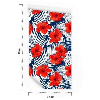 Tapeta Tropikalne Kwiaty I Liście - obrazek 3