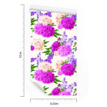 Tapeta Piękne Kolorowe Lilie I Peonie - obrazek 3