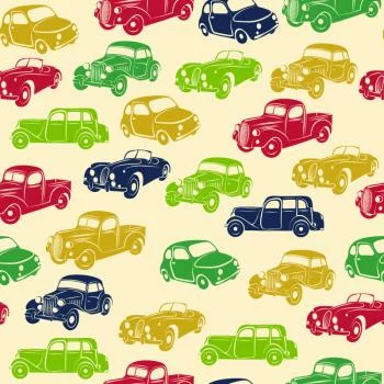 Tapeta Dla Dzieci - Kolorowe Samochody W Stylu Retro - obrazek 2