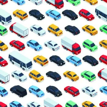 Tapeta Dla Dzieci - Kolorowe Samochody, Ciężarówki I Autobusy - obrazek 2