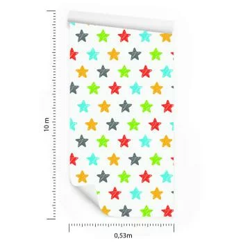 Tapeta Dla Dzieci - Kolorowe Gwiazdki - obrazek 3