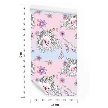 Tapeta Dla Dzieci – Piękne Kolorowe Jednorożce - obrazek 3