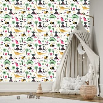 Tapeta Dinozaury, Wulkany, Liście, Pokój Chłopca