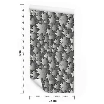 Tapeta Liście W Odcieniach Szarości - Efekt 3D - obrazek 3