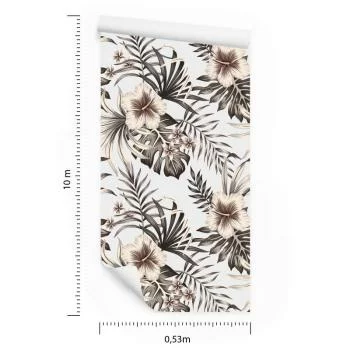 Tapeta Kwiaty, Liście W Stylu Vintage - obrazek 3