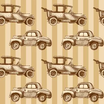 Tapeta Dla Dzieci - Samochody W Stylu Retro - obrazek 2