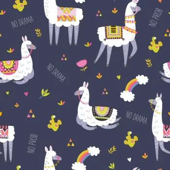 Tapeta Do Pokoju Dziecka, Lama, Zwierzęta, Tęcza - obrazek 2