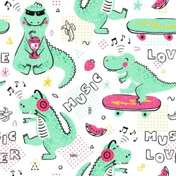 Tapeta Dla Dzieci, Krokodyle Deskorolki - obrazek 2