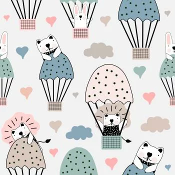 Tapeta Kolorowe Balony Zwierzątka, Pokój Dziecięcy - obrazek 2