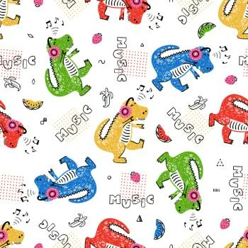 Tapeta Kolorowe Krokodyle, Nuty, Do Pokoju Dziecka - obrazek 2