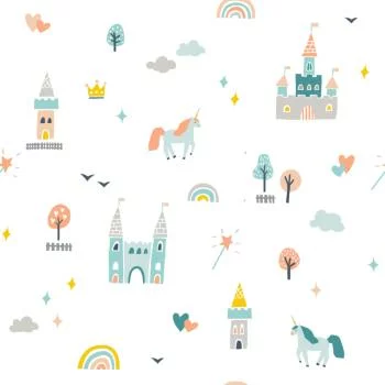 Tapeta Bajkowa Zamek Jednorożce, Do Pokoju Dziecka - obrazek 2